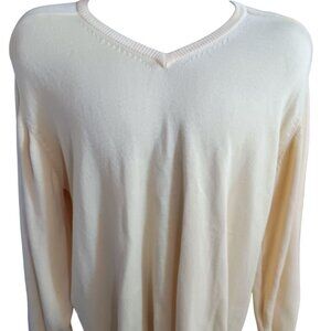 Large Vintgae Men's Sweater L.L. Bean V-Neck Large 100% Cotton Made In USA 90s